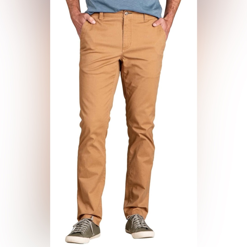 Toad&Co Mission Ridge Lean Pant - Men's 38x32 vintage wash khaki organic cotton